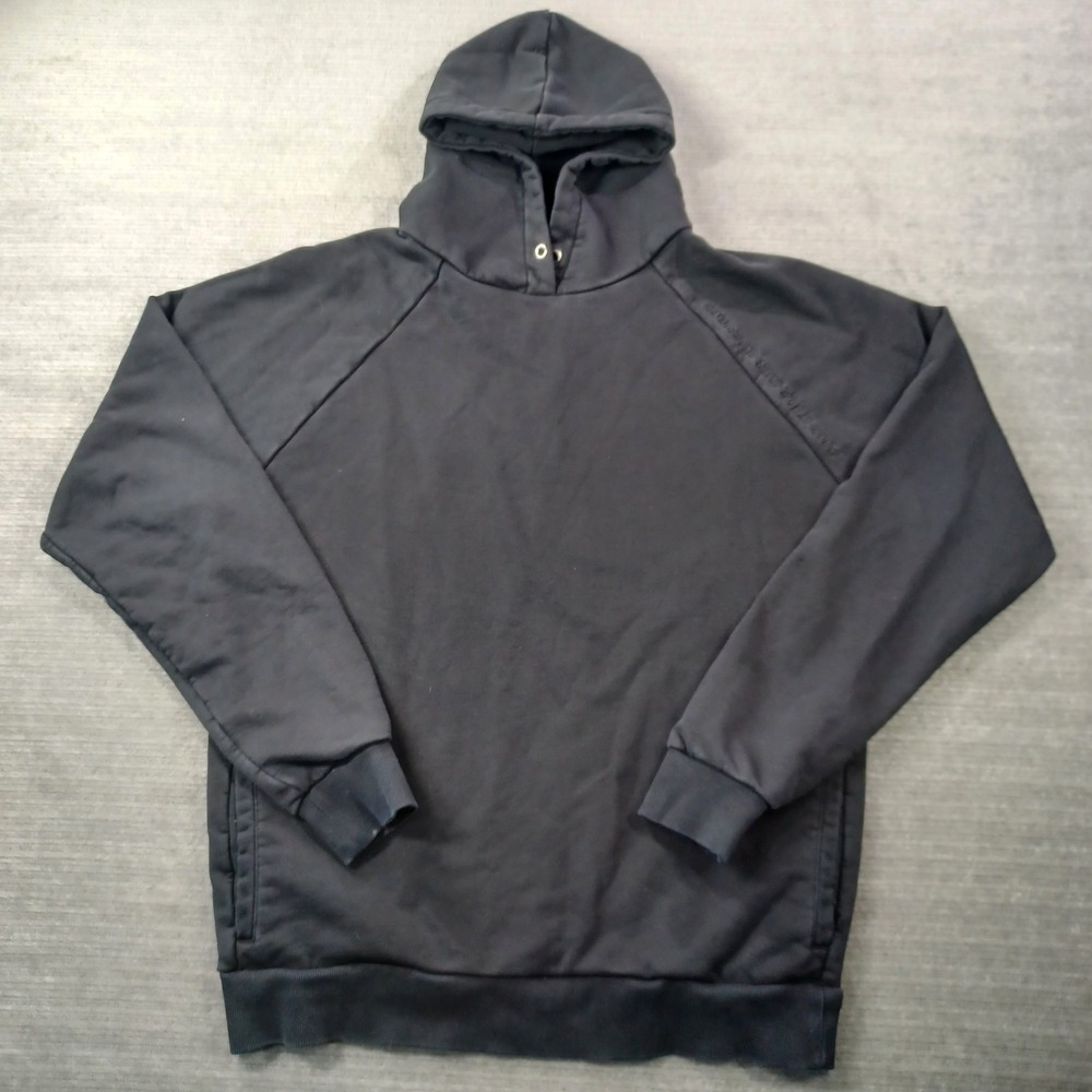 Chrystie NYC Hoodie Mens Large Black Staple Line Embroidered‎ Heavyweight Faded